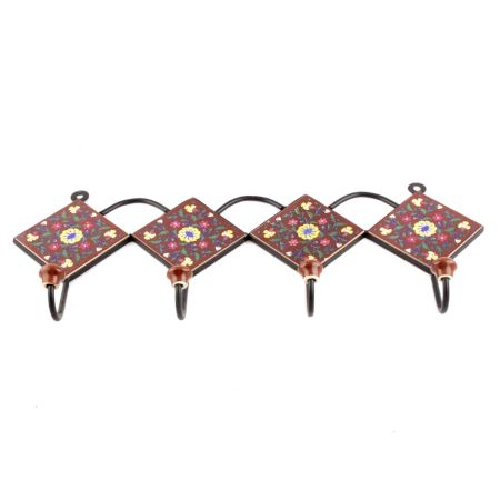 Brown And Yellow Wheel Flower Ceramic Tiles Hooks